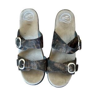 DANSKO Sophie Leather Sandals Black/Brown Size 41  US Size 10.5-11